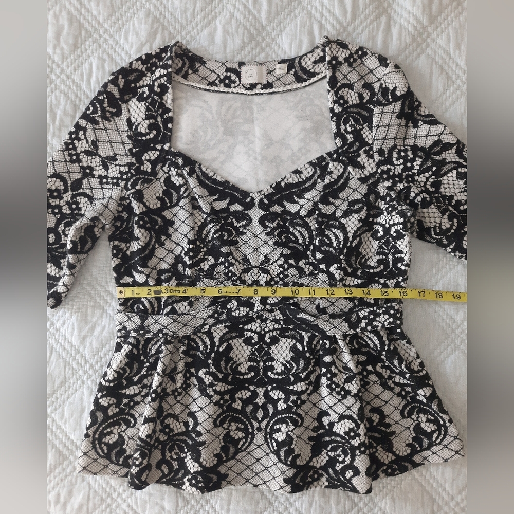 Anthropologie Postmark Leia Lace Print Peplum Blouse - Picture 11 of 11